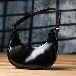 Лакова сумка на плече з екошкіри Vintage s_15150 чорна - мініатюра 7