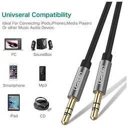 Кабель мультимедійний 3.5mm M to 3.5mm M 2.0m AV119 black Ugreen (10735) - мініатюра 4