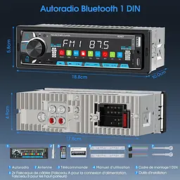 Автомобільне радіо Bluetooth Stereo Wireless AM/FM Автомобільне радіо 1 Din USB/Aux/SD/MPS карта - мініатюра 3