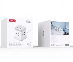 Мережевий подовжувач XO WL20 20W Square 4 розетки + 3 порти (2 USB-A 1 Type-C) кабель 2 метри - мініатюра 2
