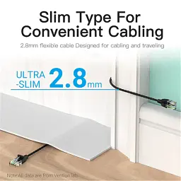 Патч-корд 1м, UTP cat 6A RJ-45 slim black Vention (IBIBF) - мініатюра 4