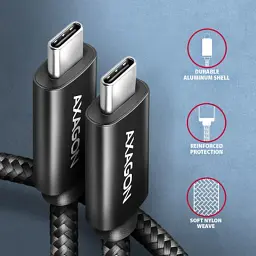 Дата кабель USB-C to USB-C 3.0m USB 2.0 PD 240W 5A black AXAGON (BUCM2-CM30AB) - мініатюра 4