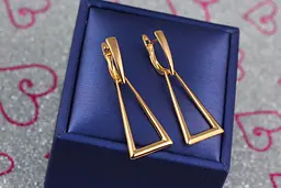 Сережки Xuping Jewelry трапеція 4 см золотисті