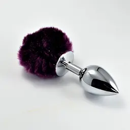 Анальна пробка Pompon Metal Plug Large 14 см (фіолетовий) - мініатюра 2