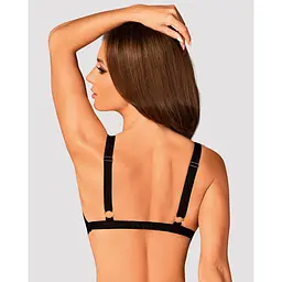 Мереживний бюстгальтер із трикутною чашкою Obsessive Estiqua bra M/L, чорний, широкі лямки - мініатюра 4