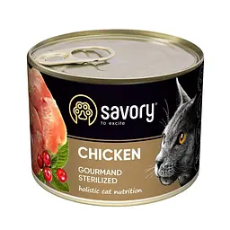 Вологий повнораціонний корм Savory Сейворі для стерилізованих котів, з куркою, 200 г (арт.30754)