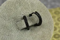 Сережки Xuping Jewelry тонка доріжка з камінням із покриттям блек ган 1,3 см чорні - мініатюра 2