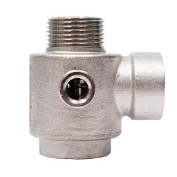 З"єднувач п'ятививідний +зворотний клапан 80мм M1"×F1"×F1"×M1/4"×F1/4" Silver 480г AQUATICA (779601) - миниатюра 4