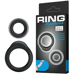 Набір ерекційних кілець Baile Ring Manhood Black, 2 шт - мініатюра 6