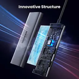 Концентратор Ugreen USB3.1 Type-C to HDMIx2 4K60Hz (8k30Hz)/USB3.0x2/Type-C/PD 100W CM498 (15852) - мініатюра 8
