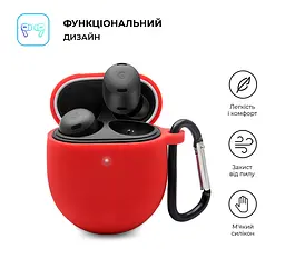 Силіконовий чохол для навушників Google Pixel Buds Pro, Hang Case, червоний, ультратонкий захисний кейс товщиною 2 мм, захист від подряпин, пилу та ударів, компактний, з карабіном для кріплення, ArmorStandart (ARM75405) - мініатюра 2