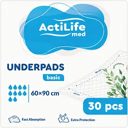 Пелюшки гігієнічні Actilife Med Basic поглинаючі 60х90 см 30 шт.