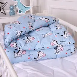 Набір дитячий MirSon зима Kids Time 20-0037 Cute blue zebra 110x140 см бавовна: ковдра з подушкою (2200009671210) - мініатюра 4