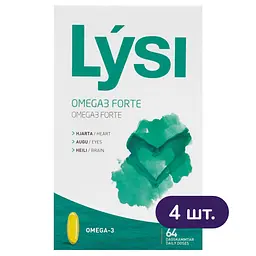 Омега-3 Lysi Forte капсули 1000 мг №64 4 упак.