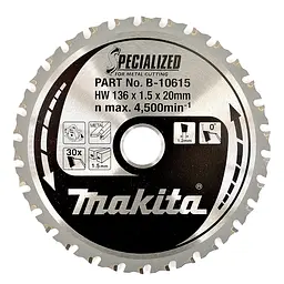 Диск пиляльний по металу 136х20 мм 30T Makita Specialized B-10615