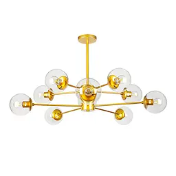 Сучасна підвісна люстра Levistella 7526033-10 GD+CL золото з прозорими плафонами на 10 ламп