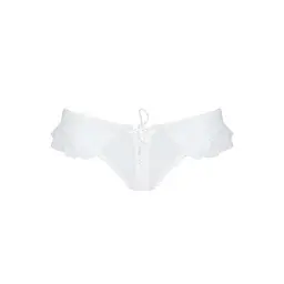 Трусики в горошок з рюшами та шнурівкою Fatin Thong white - Passion L/XL - мініатюра 5