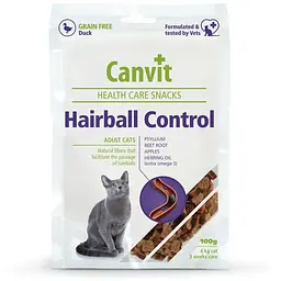 Ласощі для котів Canvit Hairball Control для виведення грудок шерсті з качкою 100 г (8595602514083)
