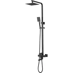 Душова система Wezer PRO16-02-BLACK, вилив - перемикач на лійку, 3-функції, чорний, Чорний матовий