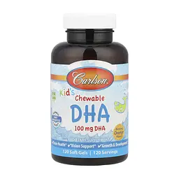 Омега-3 риб'ячий жир Carlson Kids Chewable DHA для дітей для серця, мозку та зору 120 софтгелів