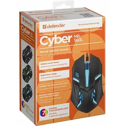 Комп'ютерна мишка Defender Cyber MB-560L 4 кн. 1200 dpi підсвітка 7 кол. чорна (52560)