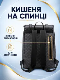 Жіночий рюкзак з екошкіри 29×43×13 см для ноутбука та формату А4, з кишенею-антизлодій, чорний (49676370) - мініатюра 6
