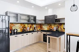 Кухонний фартух Осінній Час для кухні наклейка ПВХ жовте листя осінь 60х250 см Happy Pocket Z180534 - мініатюра 4