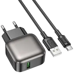 МЗП Borofone BAS52A Absolute QC3.0 18W (1USB-A) + кабель USB to Type-C Black - мініатюра 5
