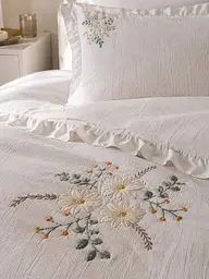 Комплект постільної білизни євро з покривалом 240х260 см Soft Cream варена бавовна TC303376308 - мініатюра 3