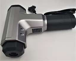 М'язовий масажер для тіла ручний 220V портативний 4 насадки Fascial Gun RF-709 сірий - мініатюра 9
