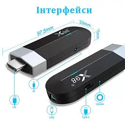 Смарт ТВ приставка-стік X98 S500 4/32 Гб Smart TV Box Android 11 - мініатюра 5