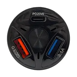 Автомобільний зарядний пристрій XON UniLink Type-C 20W (PD20) + QC3.0 + 5V/3.1A Black (CU2A1C20WB 3449) - мініатюра 2