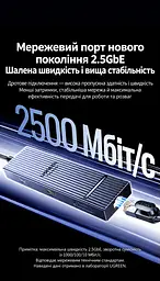 Док-станція USB-C UGREEN Revodok CM886 9 в 1 HDMI 2.0 до 4K 60 Гц 2K 144 Гц 1080p 240 Гц 2×USB-A та 1×USB-C до 10 Гбіт/с і 1×USB-A до 5 Гбіт/с Ethernet RJ45 до 2,5 Гбіт/с SD/microSD вхід USB-C PD 3.0 до 100 Вт заряджання ноутбука до 85 Вт HDMI потребує USB-C з відеовиходом заряджання потребує підтримки USB PD одночасне читання двох карт до 170 МБ/с Windows/macOS LED-індикатор ребристий алюмінієвий корпус вбудований кабель 30 см космічний сірий (55543) - мініатюра 6