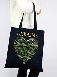 Шоппер з вишивкою UKRAINE зелене серце, еко сумка для покупок, сумка для покупок вишита - мініатюра 5