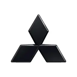 Емблема Mitsubishi 106х93 мм Чорна Пластик на скотчі (Завод)