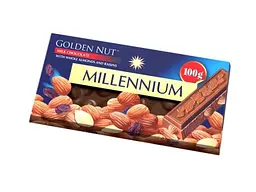 Шоколад MILLENNIUM 100г Gold з цілим горіхом молочний мигдаль NEW шб
