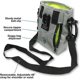 Сумка для вигулу і тренувань собак Voyager Pet Nylon Waterproof Dog Treat Training Pouch grey - мініатюра 7