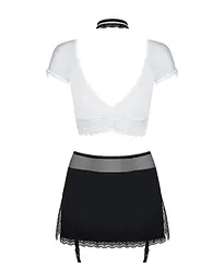Еротичний костюм секретарки Obsessive Secretary suit 5pcs black S/M, чорно-білий, топ, спідниця, стр - мініатюра 6