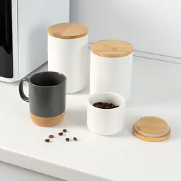 Ємність для зберігання МВМ My Home 800 мл біла (KP-13 M WHITE/WOOD) - мініатюра 6