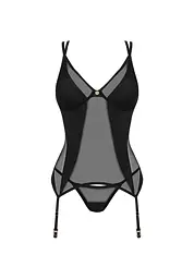 Корсет та стрінги Obsessive Nesari XL/2XL (чорний) - мініатюра 5