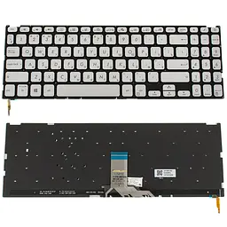 Клавіатура для ноутбука ASUS (X509 series) rus сріблястий без кадру підсвічування клавіш