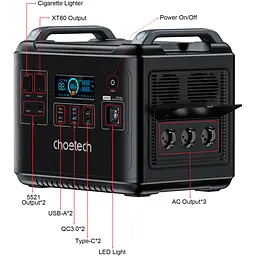Зарядна станція Choetech BS006 2000W [100893] - мініатюра 4