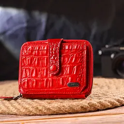 Оригінальне жіноче портмоне з натуральної фактурної шкіри Canpellini 21489 червоне - мініатюра 9