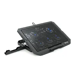 Підставка під ноутбук XSTRIKE XS-55, 10-17", 5*70мм 2200±10% RPM, корпус пластик+алюміній, 2xUSB 2.0, 356x259x28mm, RGB, Box Q20