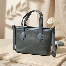Елегантна сумка з двома ручками з натуральної шкіри Vintage 22282 блакитна - мініатюра 4
