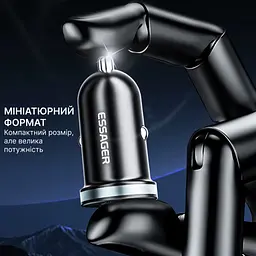 Essager Car Charger 30W 2 порта USB-C та USB-A PD QC 3.0 (чорний) - мініатюра 4