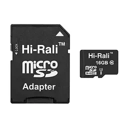 Карта пам'яті microSDHC, 16Gb, Hi-Rali, Class10 UHS-I U1, адаптер SD (HI-16GBSD10U1-01)