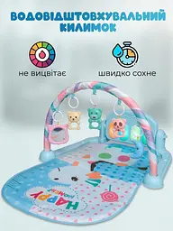Розвивальний килимок ігровий із піаніно дугою підвісними іграшками музикою світловими ефектами, блакитний (3635225458) - мініатюра 5