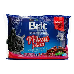 Набір паучів Brit Premium Cat, м'ясна тарілка 100 г 4 шт - мініатюра 2