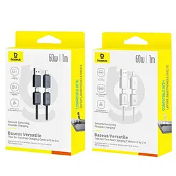 USB/PD кабель Baseus Versatile Two-for-Two U+C to C+L 60W 1m білий P10383000211-00 - мініатюра 2